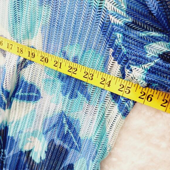 Cardigan Open Size XL Navy Aqua Royal Grandma Chic Coastal Resort Bloomcore - Picture 6 of 10